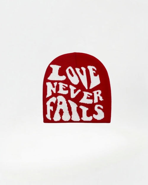 Beanie with “Love Never Fails” embroidery | MORETTI DALLAS